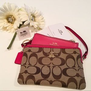 Coach Wristlet with Pink Accent